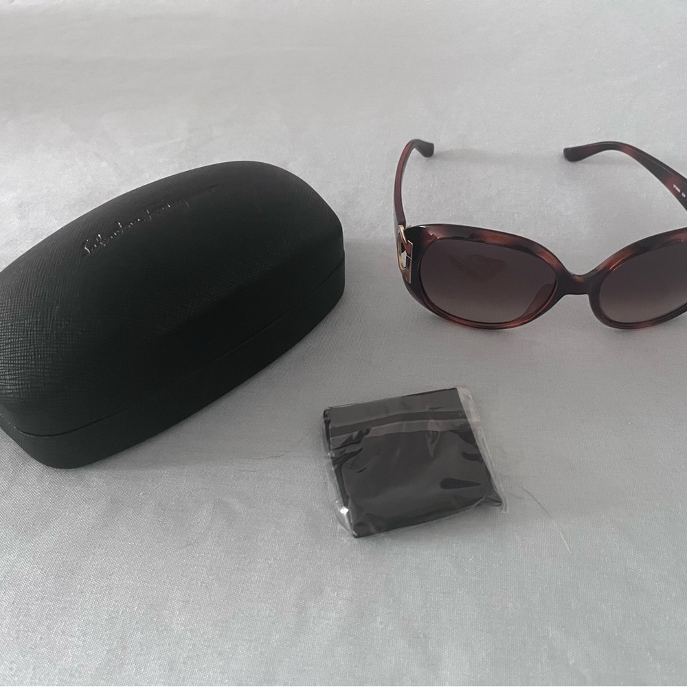 Salvatore Ferragamo Women's Tortoise Frame Sunglasses with Gold Accents